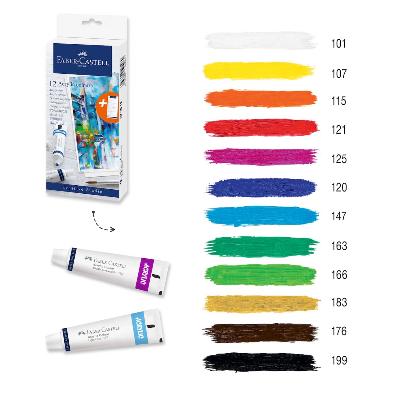 Faber-Castell Creative Studio 12 Color Acrylic Paint Set